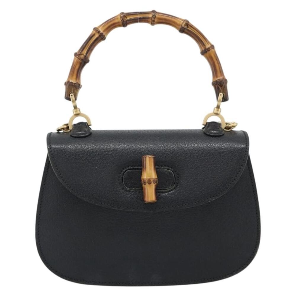 Gucci Bamboo Leather Shoulder Bag Black
